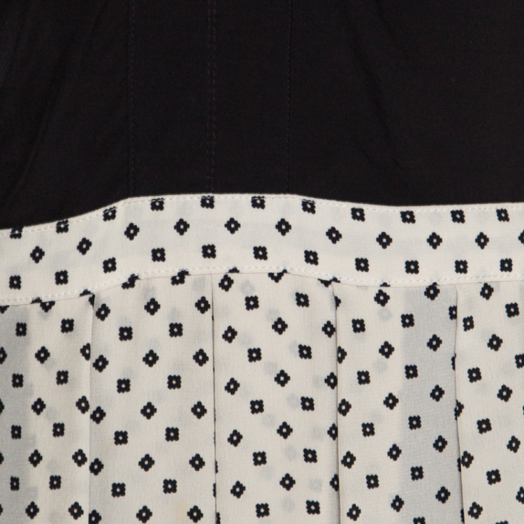 Pre Owned Marc by Marc Jacobs Monochrome Printed Silk Silver Birch Dress M