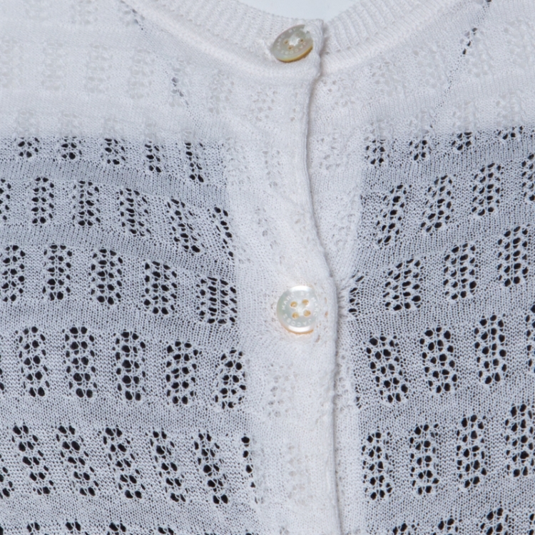 Pre Owned Marc by Marc Jacobs White Crochet Knit Button Front Cardigan S 
