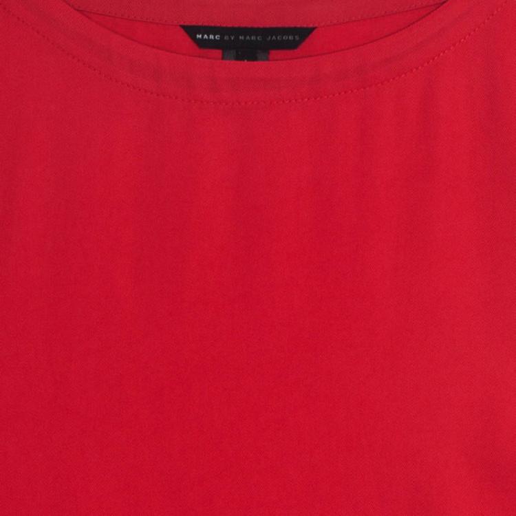 Pre Owned Marc by Marc Jacobs Red "Clark" Long Sleeve Zipper Trim Dress L