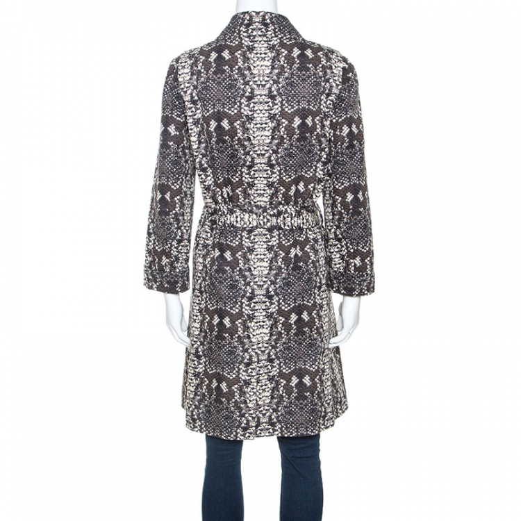 Pre Owned Marc by Marc Jacobs Python Print Cotton Mac Trench Coat M