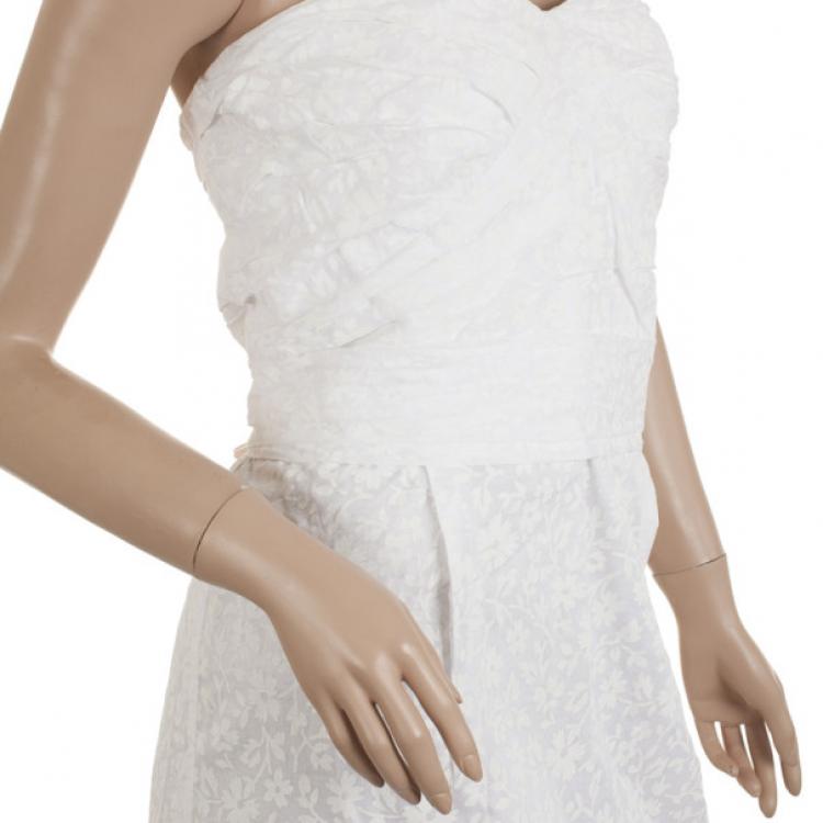 Pre Owned Marc by Marc Jacobs White Amelie Strapless Floral Print Dress