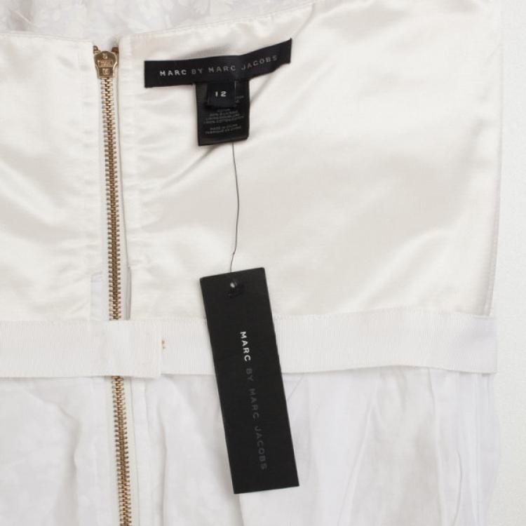 Pre Owned Marc by Marc Jacobs White Amelie Strapless Floral Print Dress