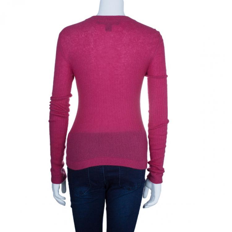 Pre Owned Marc by Marc Jacobs Pink Button Down Cashmere Cardigan S