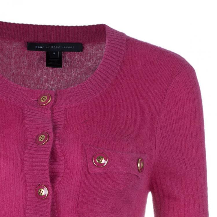Pre Owned Marc by Marc Jacobs Pink Button Down Cashmere Cardigan S