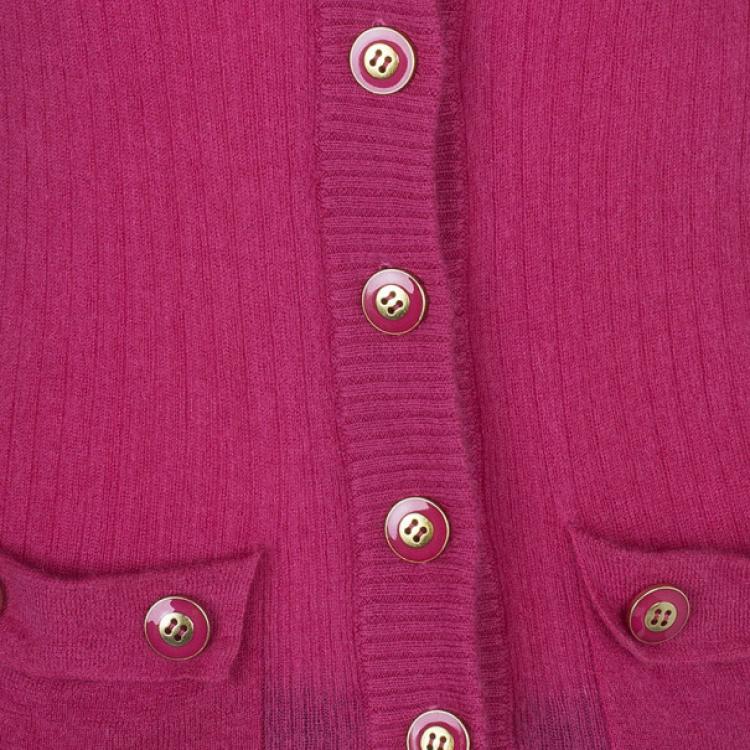 Pre Owned Marc by Marc Jacobs Pink Button Down Cashmere Cardigan S