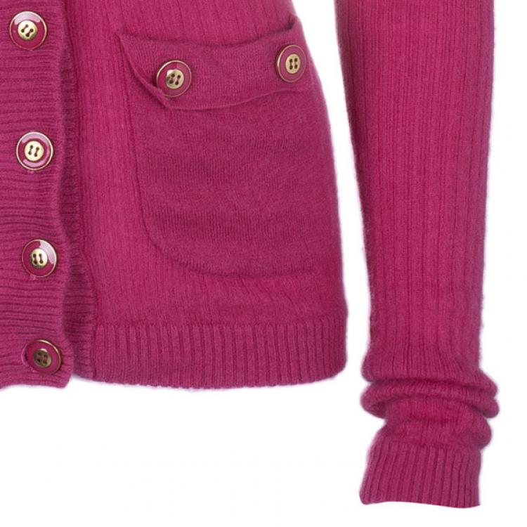 Pre Owned Marc by Marc Jacobs Pink Button Down Cashmere Cardigan S