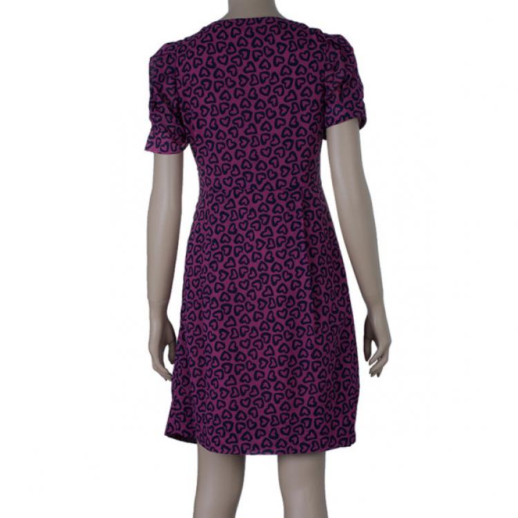 Pre Owned Marc by Marc Jacobs Magenta Heart Print Dress S