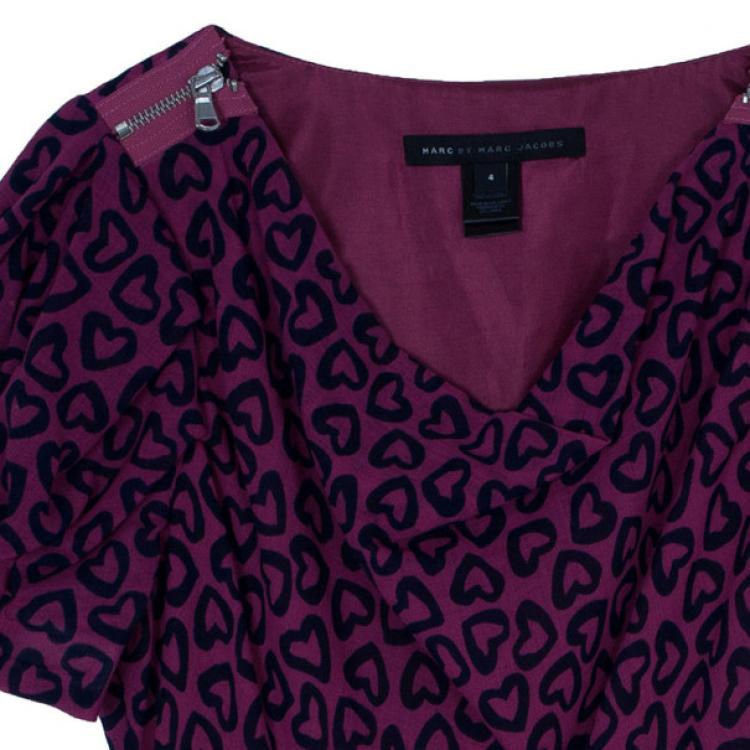 Pre Owned Marc by Marc Jacobs Magenta Heart Print Dress S