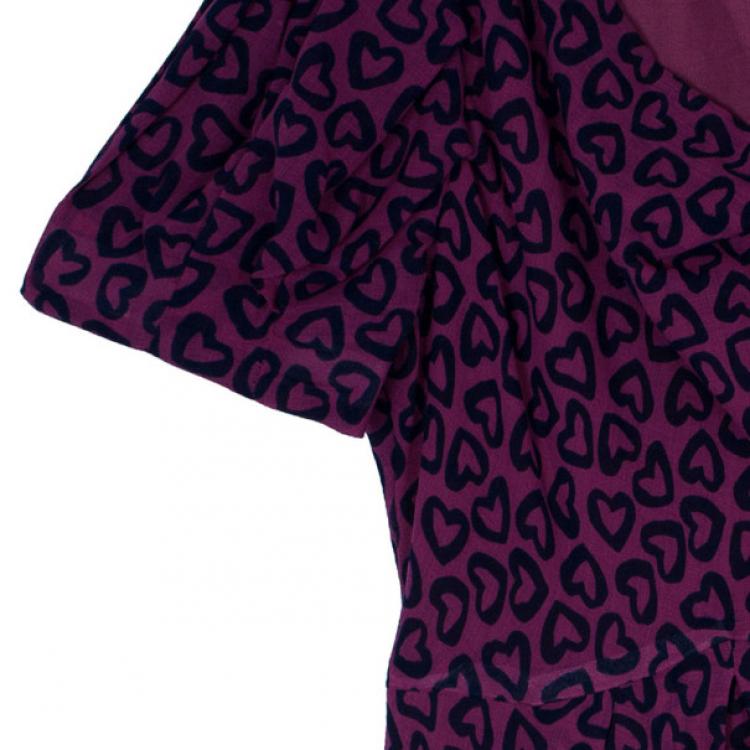Pre Owned Marc by Marc Jacobs Magenta Heart Print Dress S