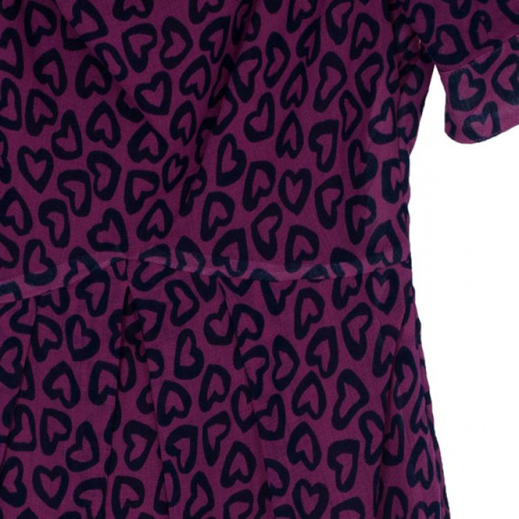 Pre Owned Marc by Marc Jacobs Magenta Heart Print Dress S