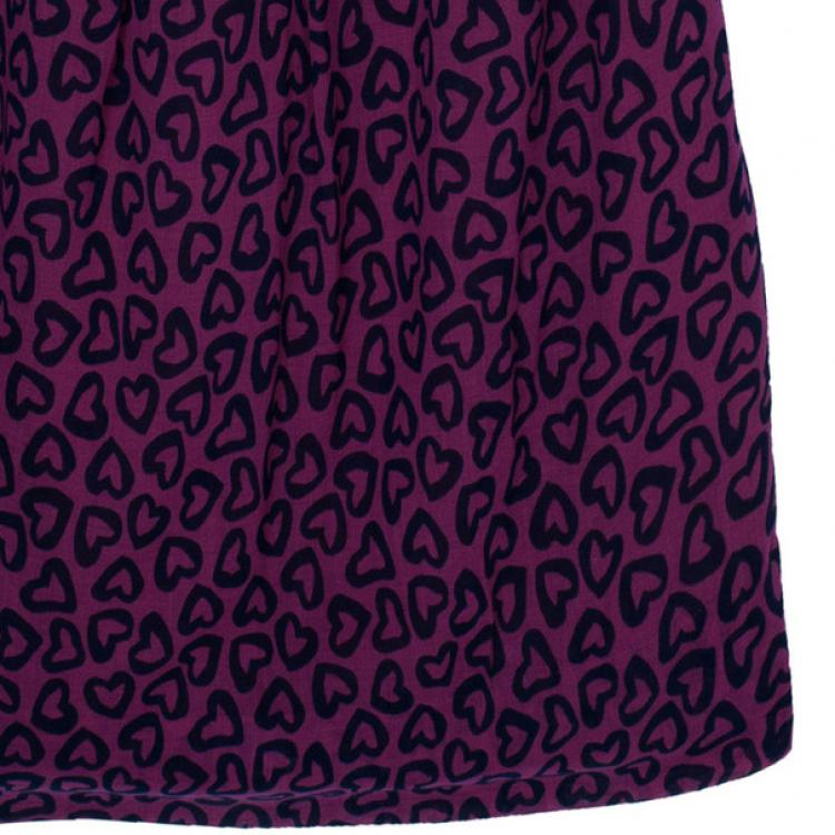 Pre Owned Marc by Marc Jacobs Magenta Heart Print Dress S