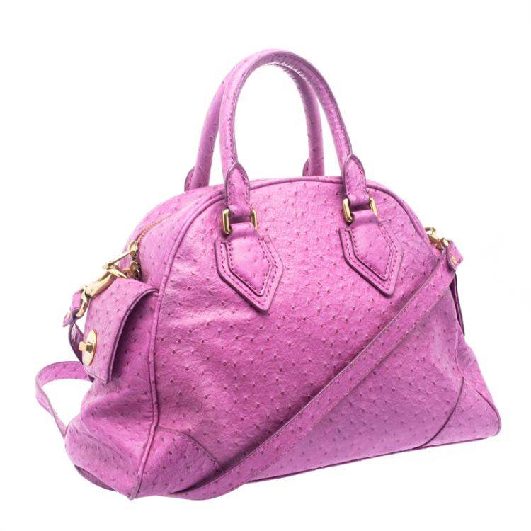 Pre Owned Marc by Marc Jacobs Purple Ostrich Embossed Leather Ozzie Square Baby Aiden Satchel