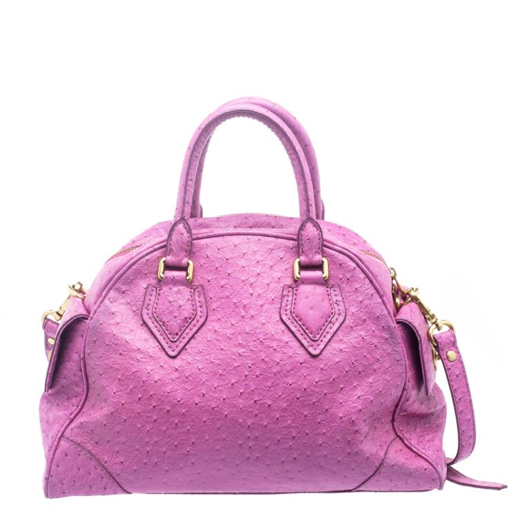 Pre Owned Marc by Marc Jacobs Purple Ostrich Embossed Leather Ozzie Square Baby Aiden Satchel