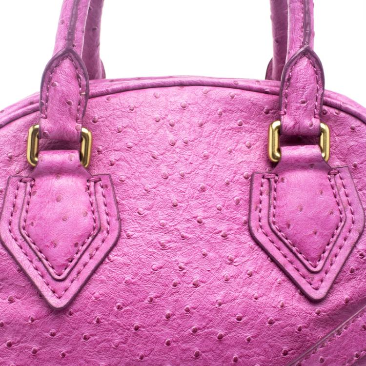 Pre Owned Marc by Marc Jacobs Purple Ostrich Embossed Leather Ozzie Square Baby Aiden Satchel