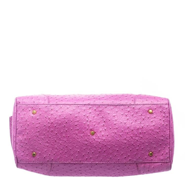 Pre Owned Marc by Marc Jacobs Purple Ostrich Embossed Leather Ozzie Square Baby Aiden Satchel