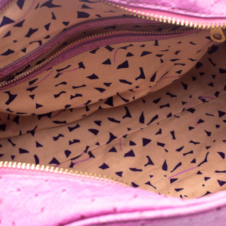Pre Owned Marc by Marc Jacobs Purple Ostrich Embossed Leather Ozzie Square Baby Aiden Satchel