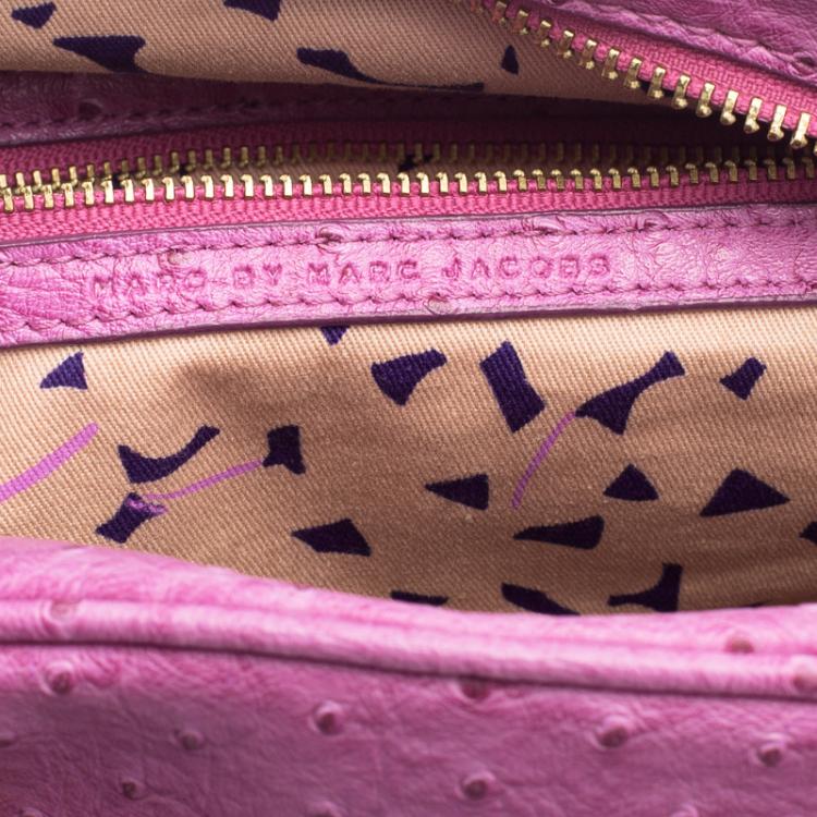 Pre Owned Marc by Marc Jacobs Purple Ostrich Embossed Leather Ozzie Square Baby Aiden Satchel