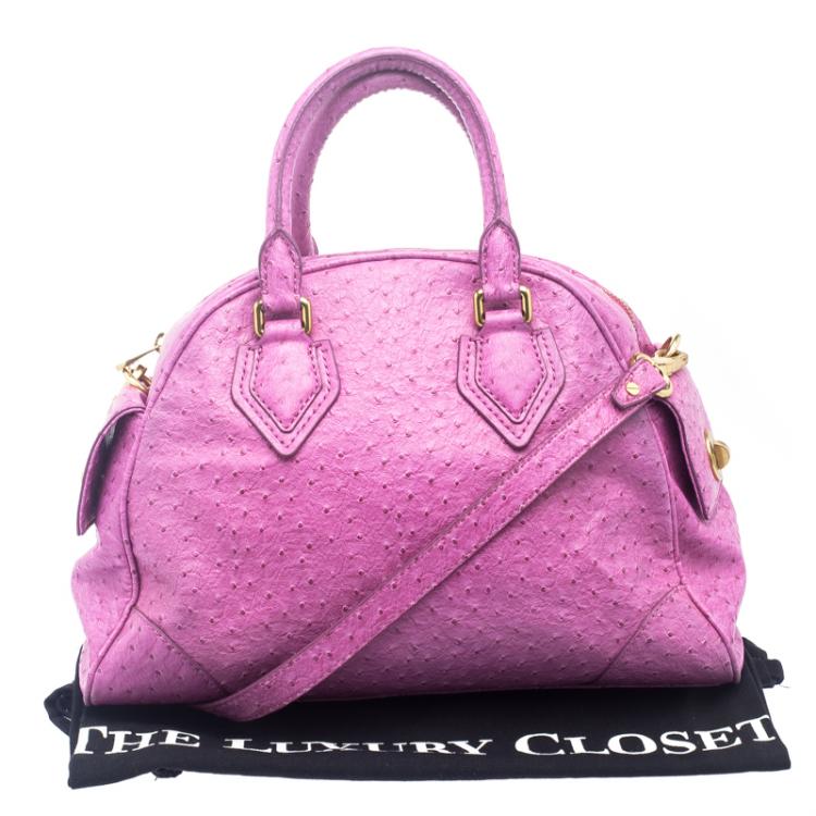 Pre Owned Marc by Marc Jacobs Purple Ostrich Embossed Leather Ozzie Square Baby Aiden Satchel