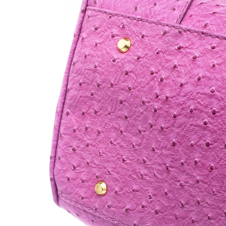 Pre Owned Marc by Marc Jacobs Purple Ostrich Embossed Leather Ozzie Square Baby Aiden Satchel