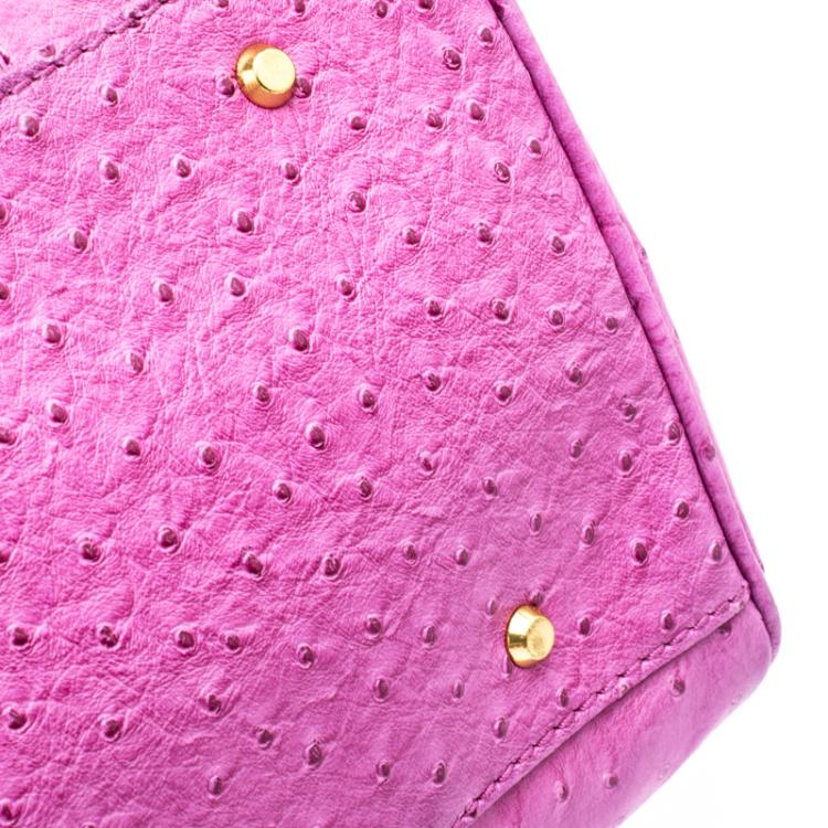 Pre Owned Marc by Marc Jacobs Purple Ostrich Embossed Leather Ozzie Square Baby Aiden Satchel