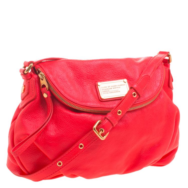 Pre Owned Marc by Marc Jacobs Neon Red Leather Classic Q Natasha Crossbody Bag
