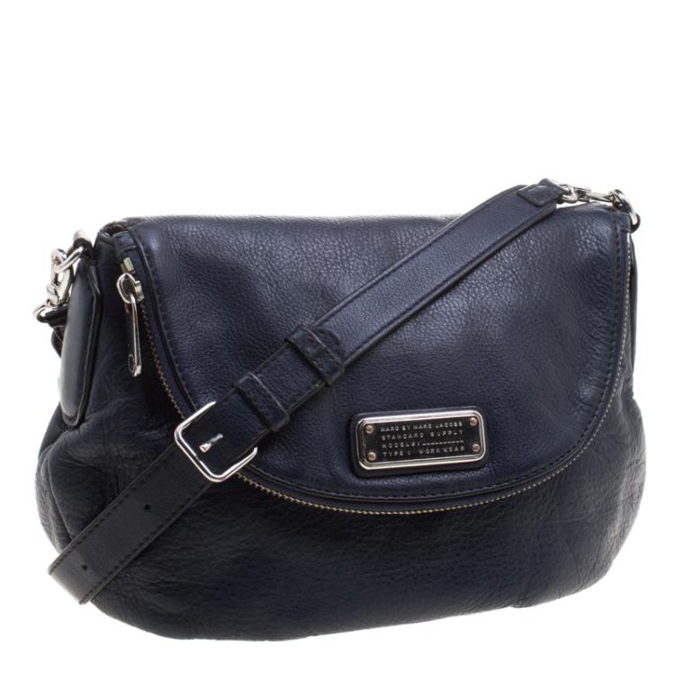 Pre Owned Marc by Marc Jacobs Navy Blue Leather Classic Q Natasha Crossbody Bag