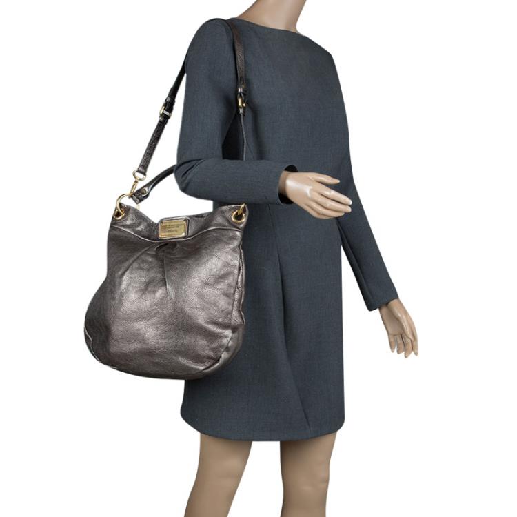 Pre Owned Marc by Marc Jacobs Metallic Grey Leather Classic Q Hillier Hobo