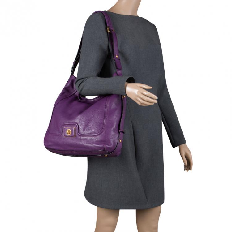 Pre Owned Marc by Marc Jacobs Purple Leather Revolution Hobo