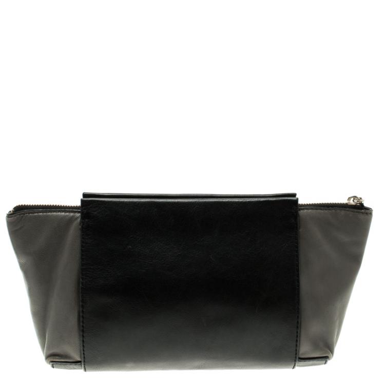 Pre Owned Marc by Marc Jacobs Black/Grey Leather Burg Boxer Clutch
