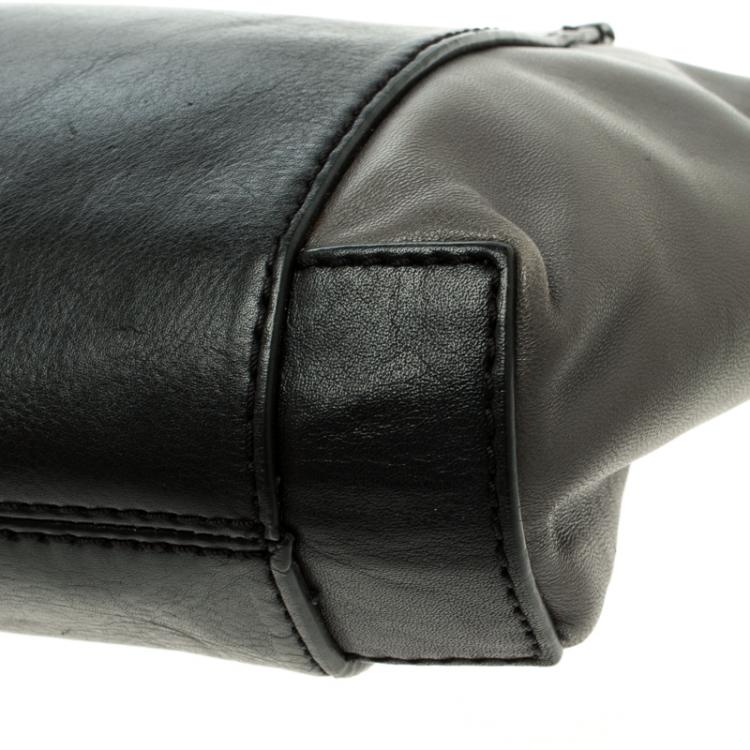 Pre Owned Marc by Marc Jacobs Black/Grey Leather Burg Boxer Clutch