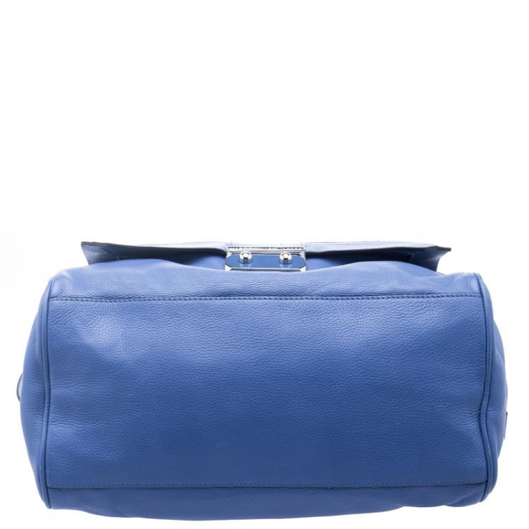 Pre Owned Marc by Marc Jacobs Blue Python Embossed Leather Detail Top Handle Bag