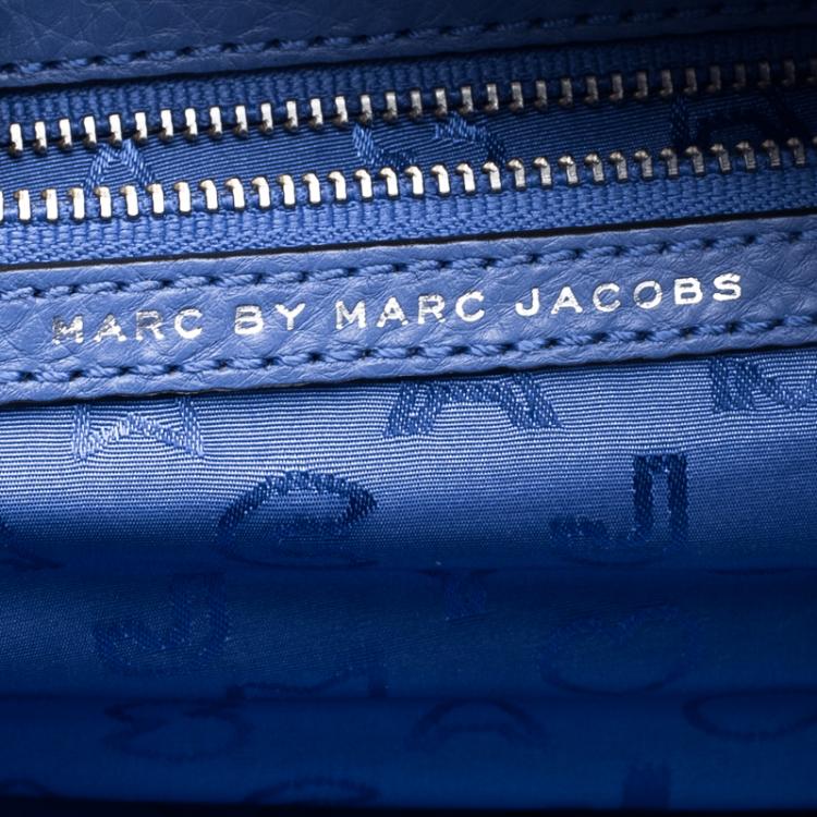 Pre Owned Marc by Marc Jacobs Blue Python Embossed Leather Detail Top Handle Bag