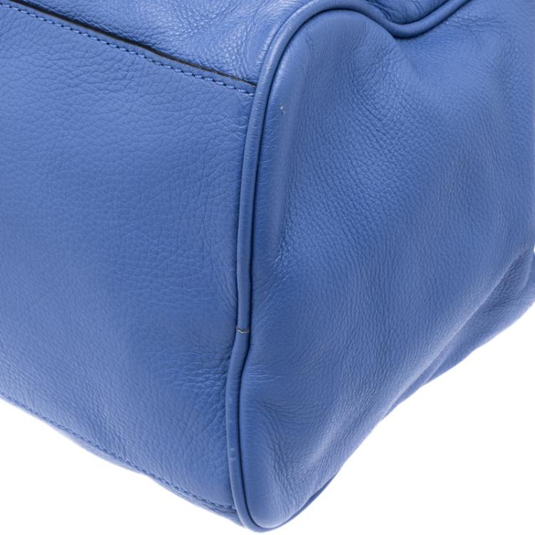 Pre Owned Marc by Marc Jacobs Blue Python Embossed Leather Detail Top Handle Bag