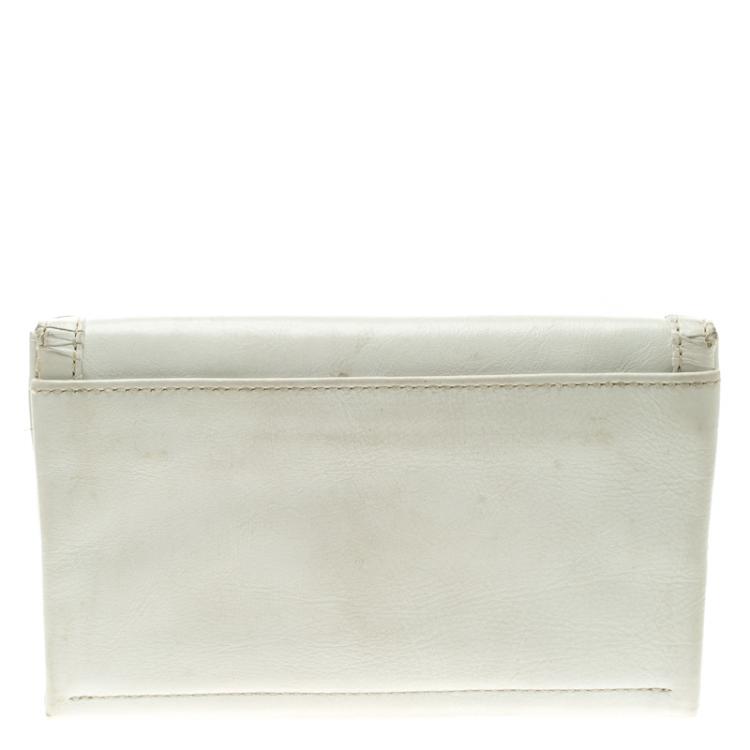 Pre Owned Marc by Marc Jacobs White Leather Tri Fold Long Wallet