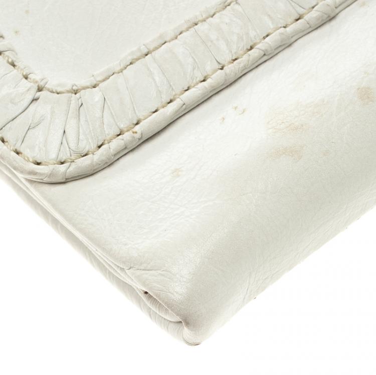 Pre Owned Marc by Marc Jacobs White Leather Tri Fold Long Wallet