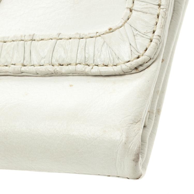 Pre Owned Marc by Marc Jacobs White Leather Tri Fold Long Wallet