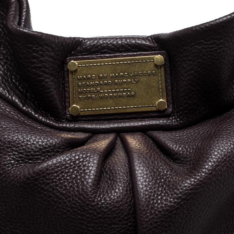 Pre Owned Marc by Marc Jacobs Dark Purple Leather Classic Q Hillier Hobo