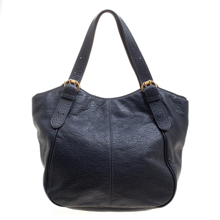 Pre Owned Marc by Marc Jacobs Navy Blue Leather Petal To The Metal Hobo