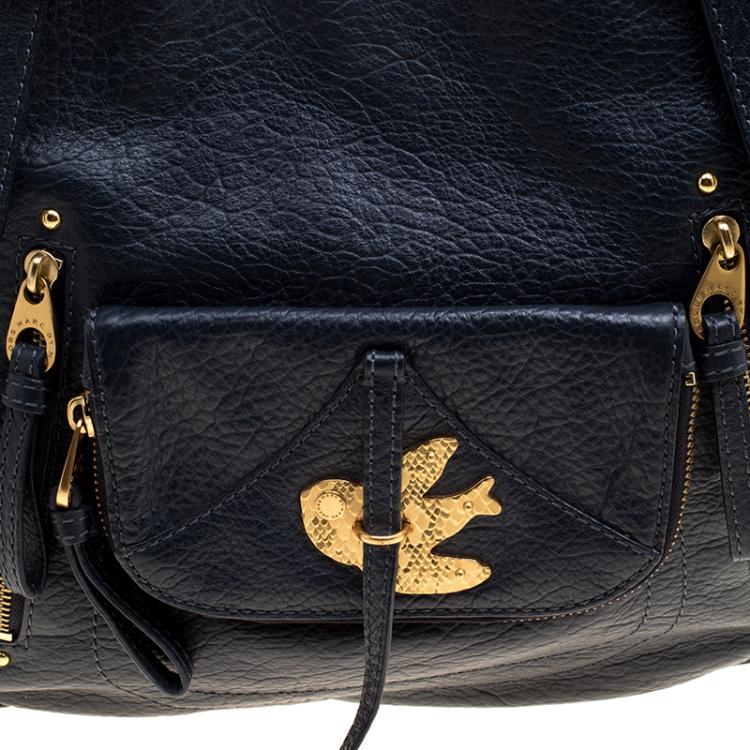 Pre Owned Marc by Marc Jacobs Navy Blue Leather Petal To The Metal Hobo