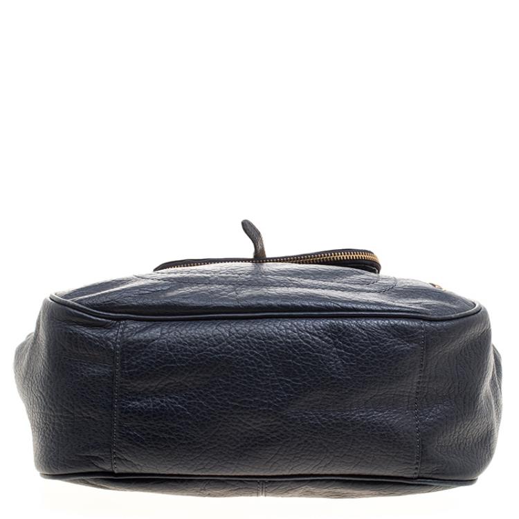 Pre Owned Marc by Marc Jacobs Navy Blue Leather Petal To The Metal Hobo