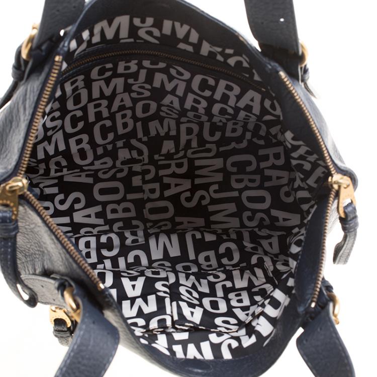 Pre Owned Marc by Marc Jacobs Navy Blue Leather Petal To The Metal Hobo