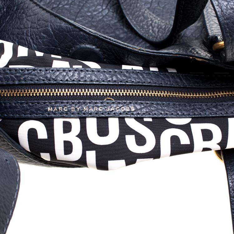 Pre Owned Marc by Marc Jacobs Navy Blue Leather Petal To The Metal Hobo