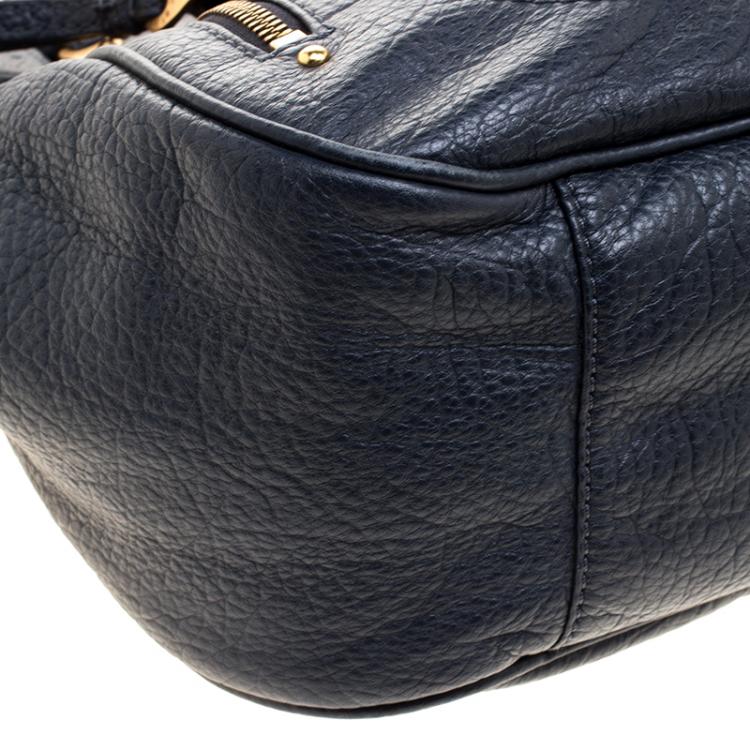 Pre Owned Marc by Marc Jacobs Navy Blue Leather Petal To The Metal Hobo