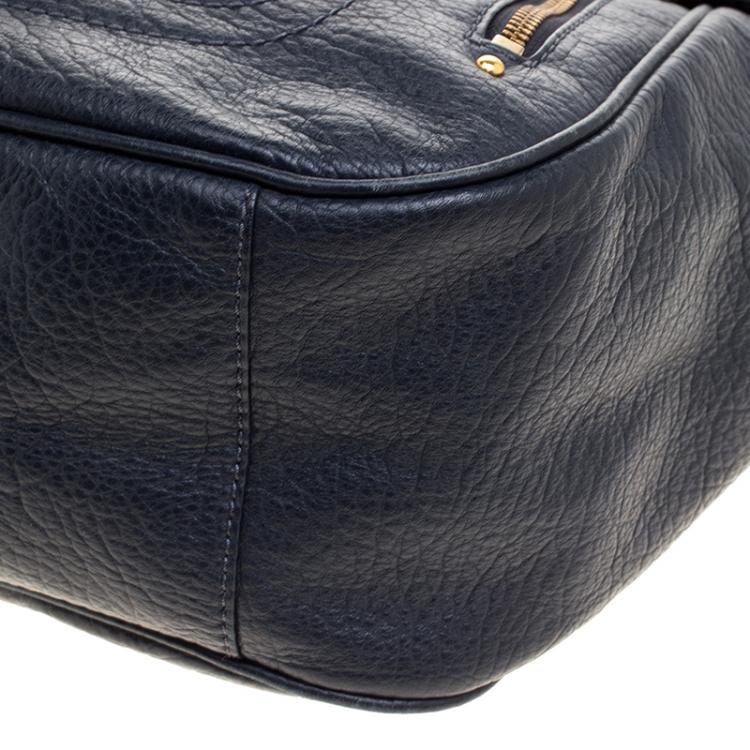 Pre Owned Marc by Marc Jacobs Navy Blue Leather Petal To The Metal Hobo