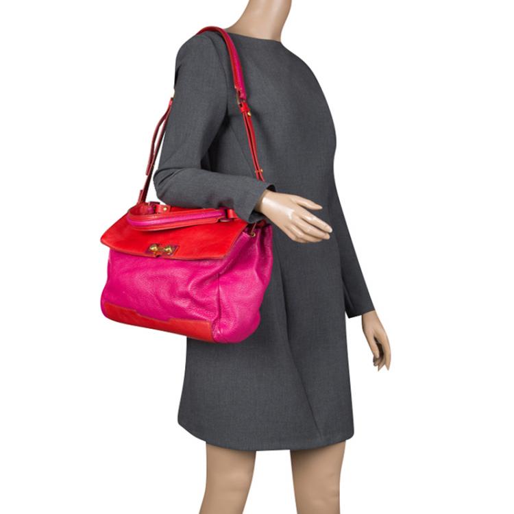 Pre Owned Marc By Marc Jacobs Fuchsia and Red Leather Bob’s Memphis Satchel