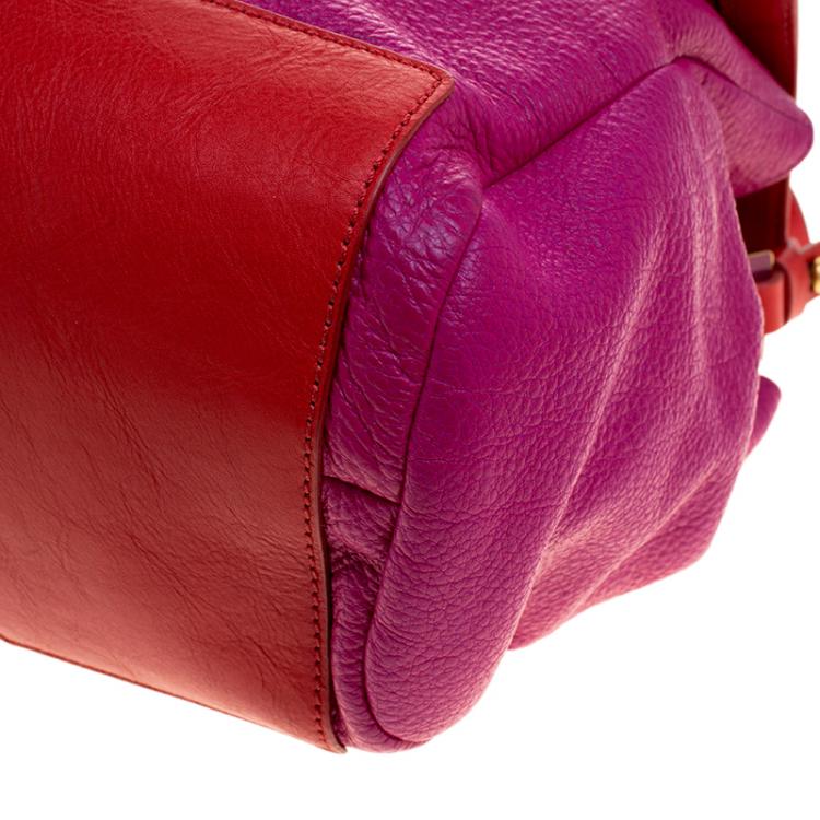Pre Owned Marc By Marc Jacobs Fuchsia and Red Leather Bob’s Memphis Satchel