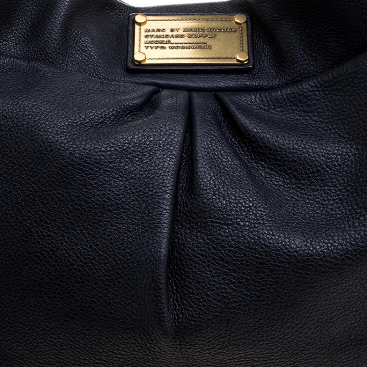 Pre Owned Marc by Marc Jacobs Navy Blue Leather Classic Q Hillier Hobo