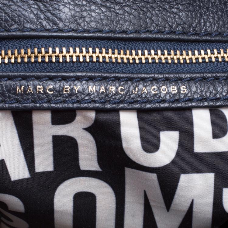 Pre Owned Marc by Marc Jacobs Navy Blue Leather Classic Q Hillier Hobo