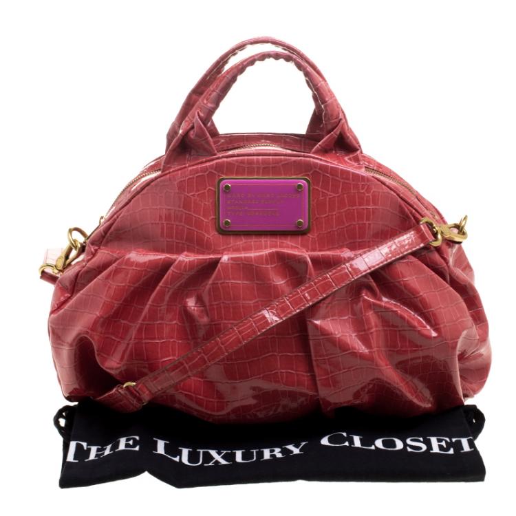 Pre Owned Marc By Marc Jacobs Red Croc Embossed Patent Leather Satchel