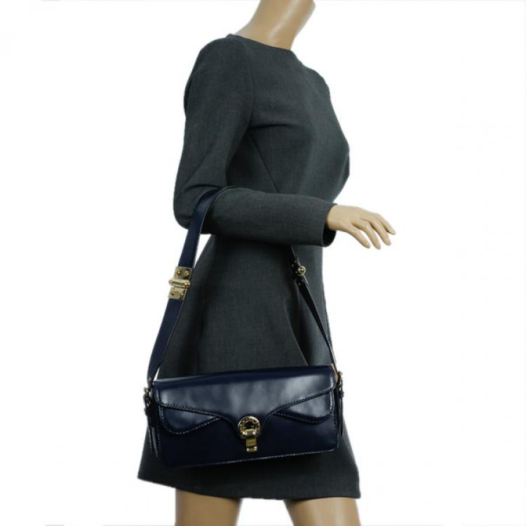Pre Owned Marc by Marc Jacobs Navy Blue Leather Small Shoulder Bag